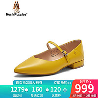 暇步士（Hush Puppies）单鞋女士休闲粗跟百搭英伦玛丽珍鞋Q1J02AQ4 黄色 38