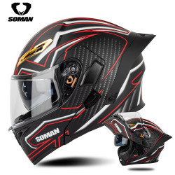 soman 速迈通 摩托车头盔 哑黑红花 xl(59cm-60cm)头围