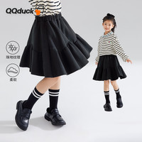 可可鸭(QQ DUCK)童装儿童短裙女童半身裙JK校园风衣服可可花苞黑色;160
