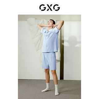 GXG棉质明线男士家居服短袖短裤睡衣套装2024夏季 浅蓝色 170/M