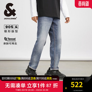 杰克·琼斯（JACK&JONES）夏季新潮流简约百搭休闲弹力水洗锥形宽松牛仔九分裤男224232017 E42中牛仔蓝 E42中牛仔蓝 170/78A/SRW