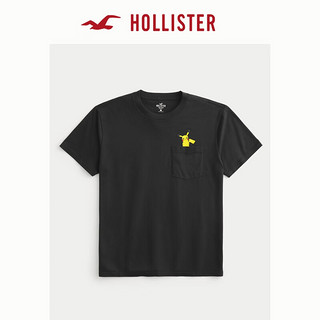 HOLLISTER24春夏美式棉质图案短袖T恤 男女装 356889-1 黑色 S (175/92A)