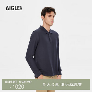 AIGLE 艾高 秋男士UPF40+防晒速干透汽长袖POLO衫T恤 碳纤灰 AO943 L(180/96A)