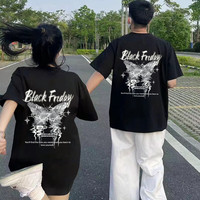 MDlila装夏季2024潮流宽松衣服ins感短袖款t恤班服 男黑+女黑 男L+女L