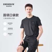 DIDIBOY迪迪博迩2024春夏新款男士套头舒适圆领短袖T恤凉感短T 黑色