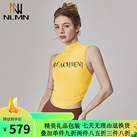 NLMN带胸垫运动背心女防震跑步瑜伽服内衣显瘦无袖上衣 黄色 S