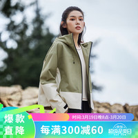 拓路者(Pioneer Camp)美式宽松三防连帽夹克外套女户外2024春秋季休闲软壳衣短款 军绿色 XL
