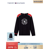 TOMMY HILFIGER24春季童装男含羊毛撞色插肩袖圆领针织毛衣TH2412032 藏青色654 L/160cm