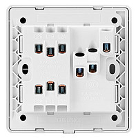 DELIXI 德力西 开关插座面板 CD821系列插座带开关时尚白无框大板 二开双控五孔插座