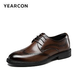 YEARCON 意尔康 男鞋2024春季男式真皮正装西装皮鞋男士商务布洛克英伦风