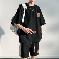 中国风套装男夏季宽松痞帅休闲运动短袖短裤潮牌大码男装搭配一套