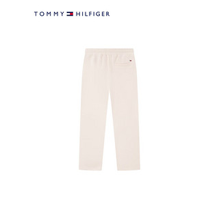 TOMMY HILFIGER24春季童装女纯棉徽章刺绣抽绳阔腿针织长裤TH2412085 米白色214 L/160cm