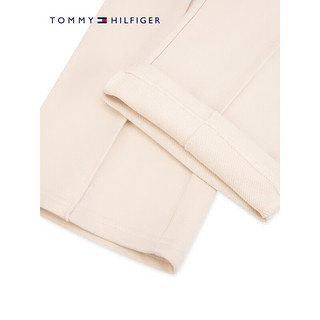 TOMMY HILFIGER24春季童装女纯棉徽章刺绣抽绳阔腿针织长裤TH2412085 米白色214 L/160cm