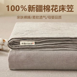 雅鹿全棉床笠罩床罩1.8x2米新疆棉100纯棉加厚单人席梦思床垫保护套罩 冰山灰【100%纯棉 适合裸睡】 90*200cm【床笠单件】
