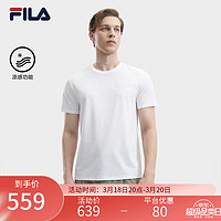 FILA 斐乐男子针织短袖衫2024夏季时尚休闲简约基础白T恤 标准白-WT 180/100A/XL