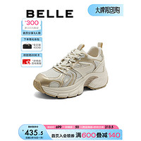 BeLLE 百丽 复古厚底老爹鞋女24夏季时尚撞色运动休闲鞋B1832BM4 金色 37