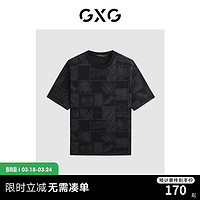 GXG 双色休闲潮流满印圆领短袖t恤男 黑色