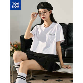唐狮 TONLION夏季女左胸字母短袖poloWP 漂白 L