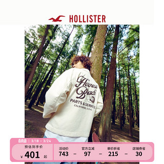 HOLLISTER 24春夏时尚保暖翻领拉链夹克外套 男 KI332-4013 奶白色 M (180/100A)