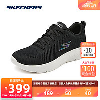 斯凯奇Skechers女子轻质一脚蹬健步鞋舒适休闲运动鞋124831 黑色/白色/BKW 35.5