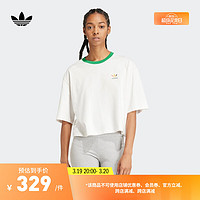 adidas 阿迪达斯 印花宽松运动上衣短袖T恤女装春季阿迪达斯三叶草 白 A/M