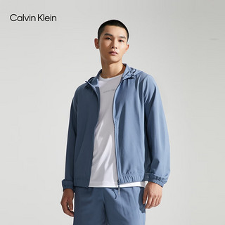 Calvin Klein【速干】运动24春夏男撞色织带跑步训练服连帽运动外套4MS4O525 420-晚波蓝 S