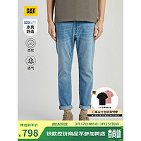 CAT卡特24春夏男户外伐木工裤设计明线工艺牛仔裤 淡蓝色 33