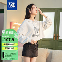唐狮 TONLION2024春季卫衣女连帽针织短款长袖卫衣 雾灰 S