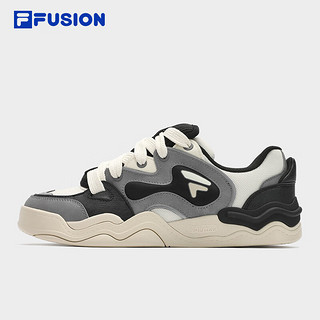 FILA FUSION斐乐潮牌男鞋KICK DX专业滑板鞋2024春时尚运动鞋 奶白/神秘灰-GF 42.5