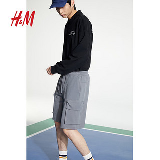 H&M2024春季男装宽松版工装短裤1214782 灰色 180/106A