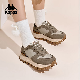 卡帕（Kappa）加绒保暖老爹鞋女冬季厚底增高棉鞋 50CJ1月灰色 38 50CJ1月灰色(加绒款)