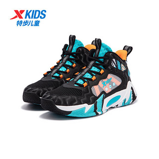 特步（XTEP）【风影】儿童春季篮球鞋中大子男童运动鞋防滑篮球鞋 黑/智能蓝 39码