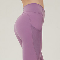 ANNA SUI 安娜苏 美人鱼 紫色隐形提臀收腹高腰运动裤训练紧身瑜伽裤