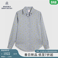 Brooks Brothers BrooksBrothers）女士24早春印花图案小清新长袖衬衫 9003-蓝色 6