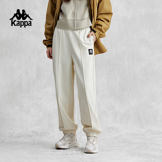 Kappa 卡帕 针织休闲裤2024新款女黑色运动裤简约长裤收口小脚卫裤