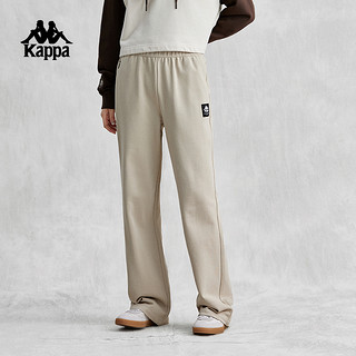 Kappa 卡帕 针织休闲裤2024新款女春直筒运动裤黑色长裤高腰卫裤