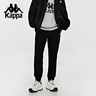 Kappa 卡帕 复古针织休闲裤2024新款男运动裤黑色长裤收口小脚卫裤