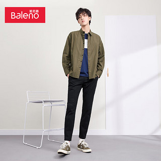 班尼路（Baleno）日系复古时尚条纹长袖衬衫男 02S S 