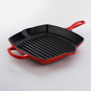 酷彩（Le Creuset）牛排煎盘铸铁珐琅煎锅26cm烤盘 深青色