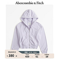 ABERCROMBIE & FITCH女装 24春小麋鹿休闲拉链外套毛圈布连帽卫衣 358698-1 浅紫色 XXS (160/80A)