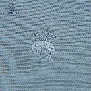 布克兄弟（BrooksBrothers）男士春秋简约纯色棉质亨利领薄款长袖T恤 0007-灰蓝色 M