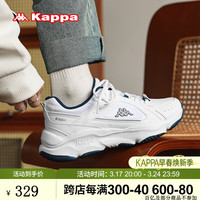 KAPPA卡帕男鞋运动老爹鞋子男2024春季新款轻便软底跑步鞋厚底休闲鞋 漂白/影蓝