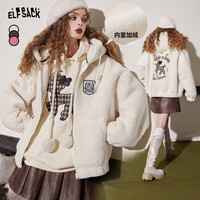妖精的口袋毛茸茸连帽棉服女2023冬季新款小个子摇粒绒设计感外套