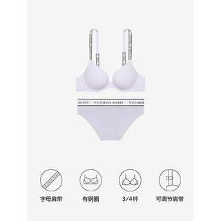 维多利亚的秘密（Victoria's Secret）  经典logo字母聚拢文胸女有钢圈胸罩内裤套装 24AJ浅紫色-聚拢1458 36C+M