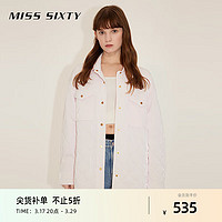 MISS SIXTY棉服外套女浅粉色菱格宽松中长夹棉衬衫式 浅粉 XS