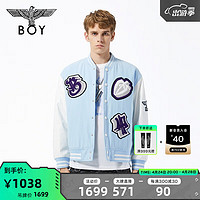 BOY LONDON棉服男女同款22春夏翅膀LOGO蓝色拼接宽松潮流百搭棒球服N29000 蓝色 XL