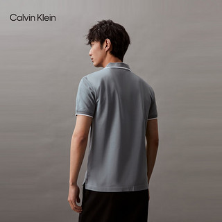 Calvin Klein Jeans24春夏男士商务通勤字母撞色镶边短袖POLO衫J326120 PN6-雾霾蓝 S