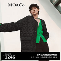 MO&Co. 摩安珂 秋季菱格纹宽松廓形工装风棉服外套MBB3COTT24 黑色-第2批 L/170