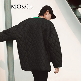 MO&Co. 摩安珂 秋季菱格纹宽松廓形工装风棉服外套MBB3COTT24 黑色-第2批 L/170