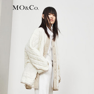 MO&Co.秋季菱格纹宽松廓形工装风棉服外套MBB3COTT24 芦笋白色-第2批 M/165